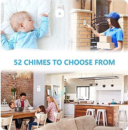 Wireless Doorbell, Remote Door Bell Ringer Wireless Long Range 1000FT, Matt Finish, SECRUI Wireless Doorbells for Home with 3 Plug-in Doorbell Chime and 2 Waterproof Ringer Button (White)
