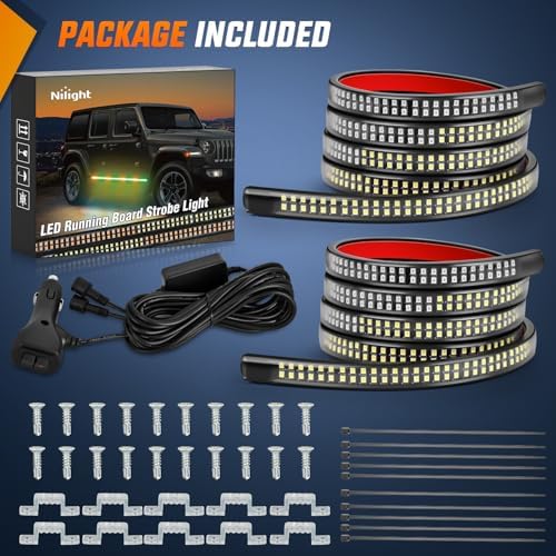 Nilight 2PCS 70 Inch Running Board LED Lights Strip Amber Green for Truck