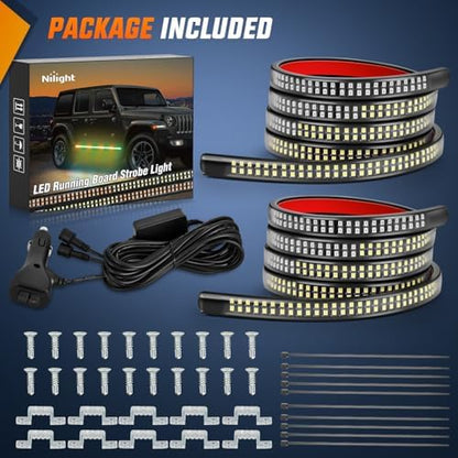 Nilight 2PCS 70 Inch Running Board LED Lights Strip Amber Green for Truck