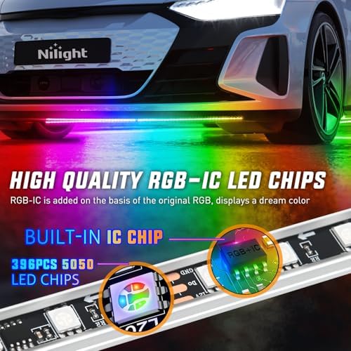 Nilight 8PCS Aluminum Dream Color LED Underglow Strip Lights APP & Remote
