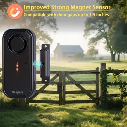 Personal Security Waterproof Door/Window Alarm - IP66 Waterproof with Remote Control, 113dB, Alarm/Doorbell Mode, Upgraded door gap spacing - Indoor/Outdoor Anti-Theft (1 Main Unit & 1 Remote Control)
