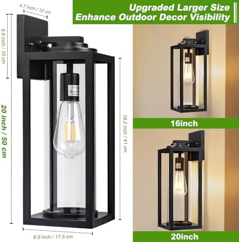 FILIYANO Large Outdoor Wall Lights, 20 Inch,Modern Exterior Fixtures,2 Pack