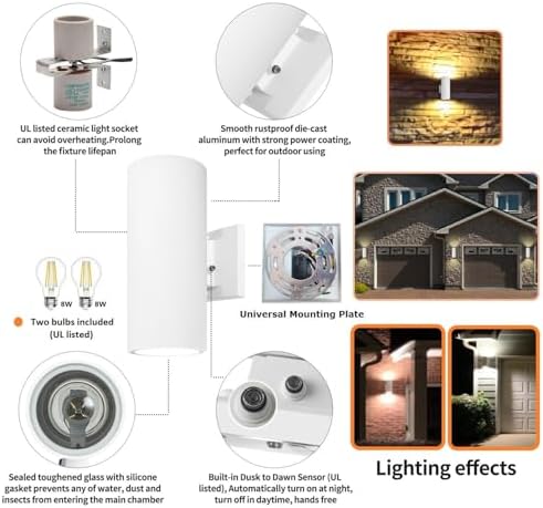 Dusk to Dawn Outdoor Wall Sconce, Waterproof Exterior Light Fixture