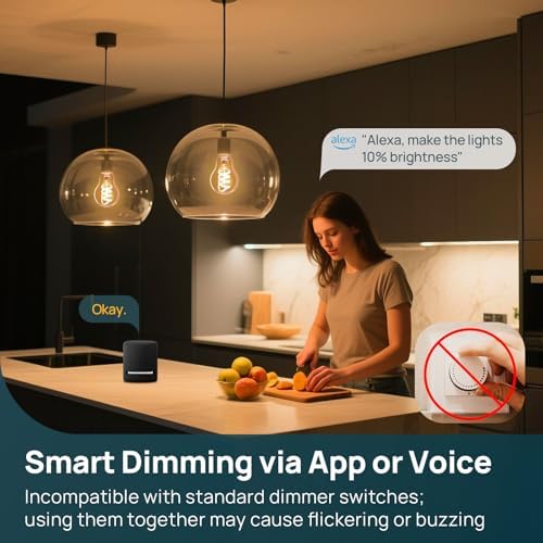 Linkind Matter A19 Smart Light Bulbs, Alexa/Apple Home, 2Pack (Pack of 2) | Smart Edison Bulb, Voice Control, Music Sync, Timer, Tunable White(1800K-6500K), Vintage Decor E26 LED Filament 60W 850LM