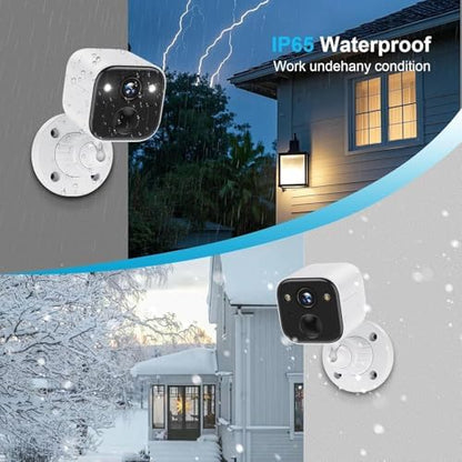 Wireless Outdoor Security Camera, Battery Powered WiFi Camera with 2K Color Night Vision, AI Motion Detection, 2-Way Audio, Spotlight, Siren, IP65 Waterproof, Cloud/SD Storage