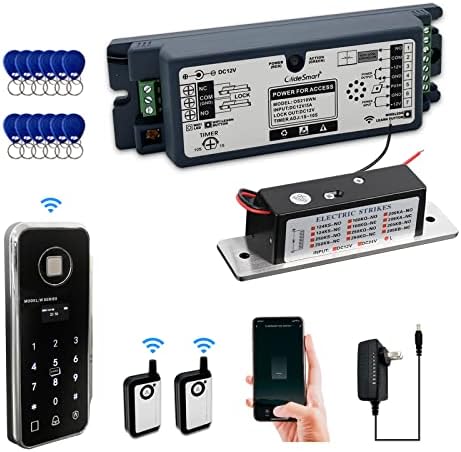 WiFi Access Control 400lb Holding Force Electric Magnetic Door Lock System Kit with Remote and Smartphone app Control, paired with Wireless Fingerprint and Access Kaypad (Electric Strike Lock kit)