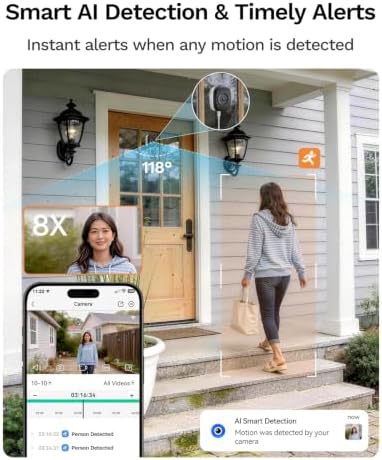 LongPlus 8MP 4K Window Camera WiFi 6 Safeview Window Security Camera
