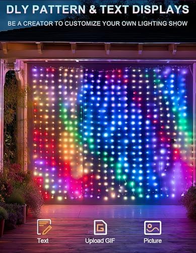 Dazzle Bright Smart Curtain Lights, 400LED 6.6FT x 6.6FT Color Changing Halloween Christmas Lights with Remote & APP, Dynamic DIY Fairy String Lights for Indoor Outdoor Bedroom Decorations
