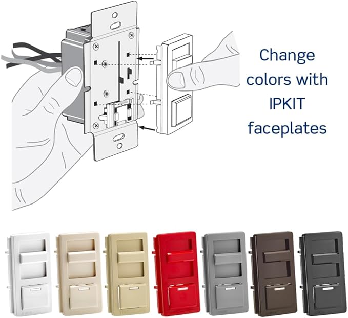 Leviton IllumaTech Dimmer Switch for 0-10V LED, Mark 7 Florescent Ballasts, wth LED Locator Light, IP710-DLZ, White with Ivory and Light Almond Faceplates
