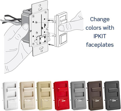 Leviton IllumaTech Dimmer Switch for 0-10V LED, Mark 7 Florescent Ballasts, wth LED Locator Light, IP710-DLZ, White with Ivory and Light Almond Faceplates