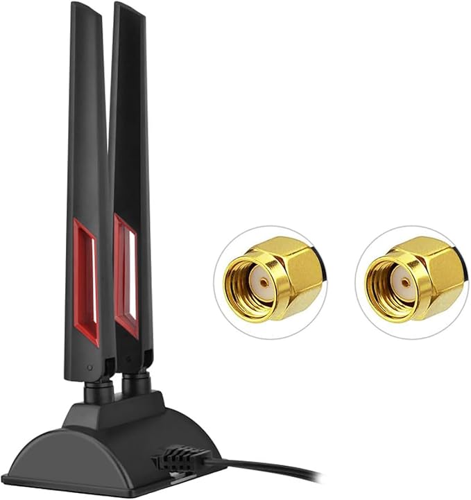 WiFi 6E Tri-Band Antenna 6GHz 5GHz 2.4GHz Gaming WiFi Antenna Magnetic Base with 6.5ft Extension Cable for PC Desktop Computer PCIe WiFi 6E Card Wireless Network Router Security Cameras