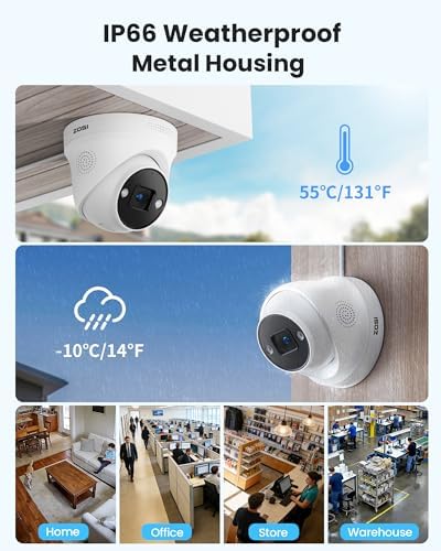 ZOSI 4K PoE Home Security Camera System with Person Vehicle Detection, 8X 4K Outdoor Indoor Cameras, 2 Way Audio, Color Night Vision, Spotlight, 8 Ports 16CH 8MP NVR with 2TB HDD for 24/7 Recording