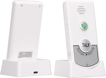 Wireless Intercom Doorbells, Adjustable Voice Intercom Home Smart 2 Way Talk Doorbell, Electronic Doorbell for Hospitals, Hotels, Factories, Teahouses (White)