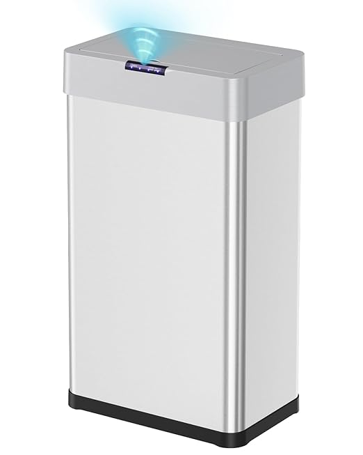 TLSUNNY 21.1 Gallon Motion Sensor Trash Can,Touchless Automatic Garbage Can,Brushed Stainless Steel Smart Bin,with Bag Holder,Soft Close Lid,for Kitchen,Office,RV,Bedroom,Living Room (Silver, 80L)