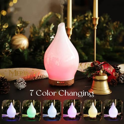 Porseme Essential Oil Diffuser 150ml Handmade Glass Diffuser 6H Runtime