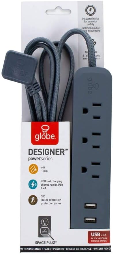 Globe Electric - 78257 Designer Series Power Strip, Rose 3 Outlet