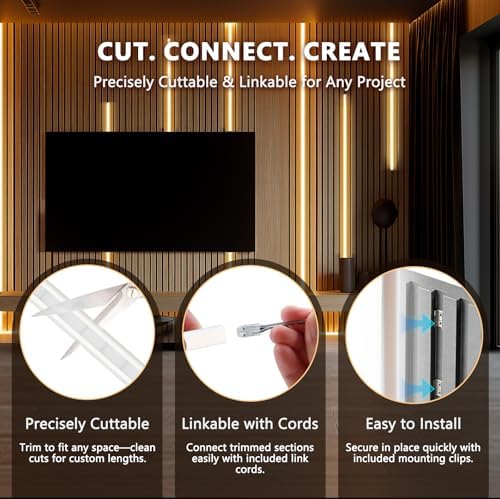 V4light LED Strip Lights for Slat Wall Recessed, 16.4ft Smart Dimmable