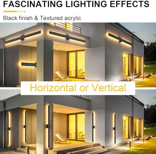 Aipsun 47.2" LED Outdoor Wall Light, Modern Black Exterior Lighting Fixture