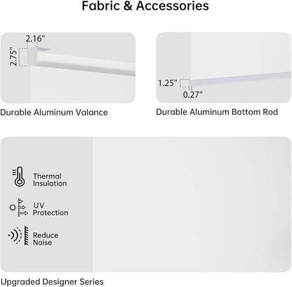 Motorized Coupled Shades, Falme Resistant Smart Solar Shades for Large Windows Automatic Blinds Compatible with Alexa, Electric Roller Blinds Customized for Home Office(1% Openness White)