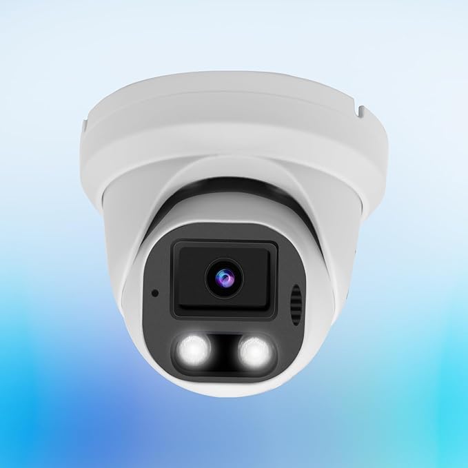 4K 8MP PoE IP Dome Security Camera Outdoor, Full Color Turret IP Camera with Smart Dual Light, Two Way Talk, SD Card Slot, 98ft Night Vision, 110°Wide Angle, Human/Vehicle Detection