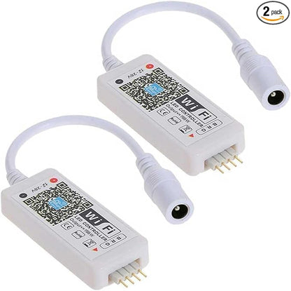 Aubric Smart WiFi LED Controller, RGB Led Strip Lights Wireless Controller, Compatible with Alexa & Google Home & IFTTT, Free Magic Home App via iOS or Android Smartphone (2 Pack)