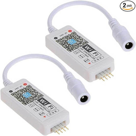 Aubric Smart WiFi LED Controller, RGB Led Strip Lights Wireless Controller, Compatible with Alexa & Google Home & IFTTT, Free Magic Home App via iOS or Android Smartphone (2 Pack)