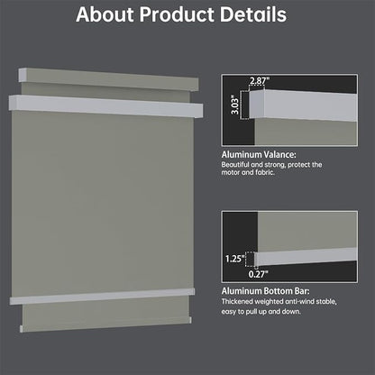 Motorized Blinds with Remote, Blackout Smart Blinds for Windows Automatic Shades Compatible with Alexa, Motorized Shades Customized for Bedroom Home Office (Blackout-Smoky Sea Garss)
