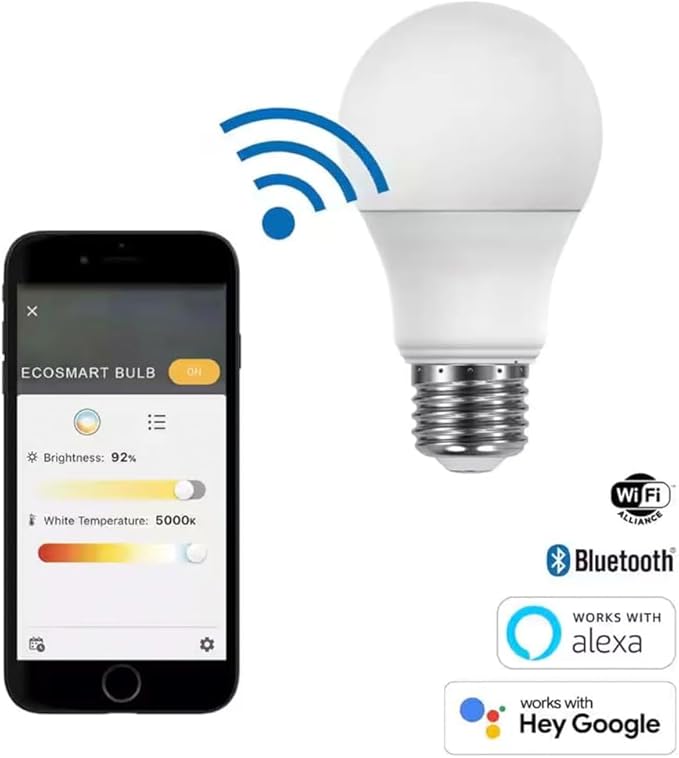 Smart LED Bulb 60-Watt Equivalent Smart A19 LED Light Bulb Tunable with Voice Control (1 Bulb) Works with Google and Alexa
