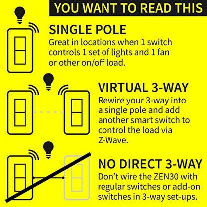 Zooz Z-Wave Long Range Double Switch (White) ZEN30 800LR for Fan and Light Combo (NO Speed Control), Hub Required (Works with Home Assistant, Hubitat, Wink, SmartThings, Z-Box Hub)