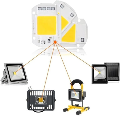 6-Pack, LED COB Chip Spotlight 10W/20W/30W/40W/50W AC110V No Need Driver Smart IC Bulb DIY LED Floodlight Household Bulbs(Cold White,40W)