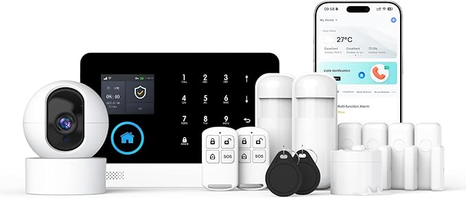 LWOHSI Alarm System for Home Security,Home Alarm System Wireless with APP Alerts Security System Door Window/Motion Sensors,Loud Siren, WiFi+GSM 4G APP Alerts,NO Monthly Fees