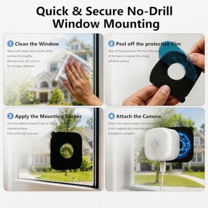 (2 Pack) 2K 3MP Window Camera with Night Vision, 5GHz & 2.4GHz WiFi Indoor Cameras for Home Security, Anti-Glare Design, Motion/Human Detection, Easy & Quick Setup, 24/7 Recording