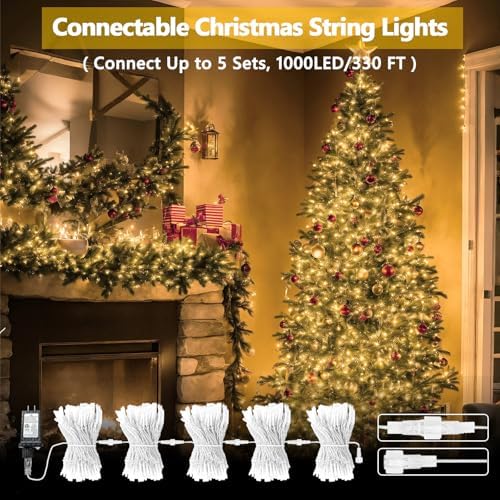 200 LED Connectable String Lights, 66FT Christmas Lights Outdoor Indoor