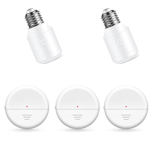 NineLeaf Wireless Motion Sensor Light Bulb Set,260FT,3Sensors 2Bulb Bases | E26/E27, No Wiring, Automatic Motion Activated Light Adapter for Garage, Basement, Closet, Stairway, Hallway,Pull String