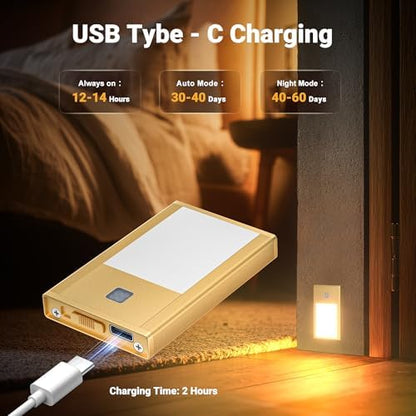 V4light Rechargeable Motion Sensor Night Light, 8-Pack Gold, 3000K