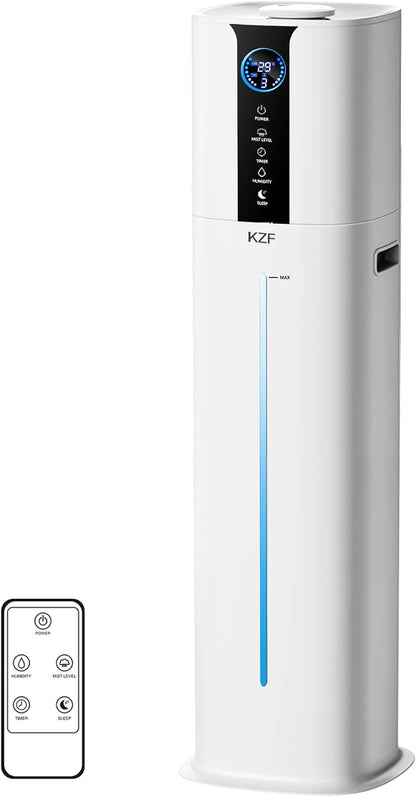 KZF 9L Humidifiers for Bedroom Large Room, 2.3Gal Cool Mist Top Fill Diffuser, Remote Control, 3 Mist Modes, Quiet Humidifier for Home Office Plant (Remote Control, White)
