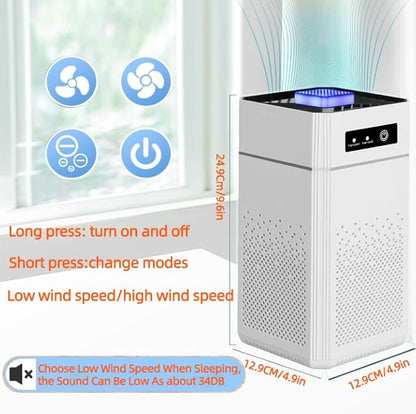 Air Purifiers for Bedroom HEPA Air Purifier With Aromatherapy Function For Pet Smoke Pollen Dander Hair Smell 20dB Air Cleaner For Office Living Room/Kitchen (White-ZHIBO-C30-1)