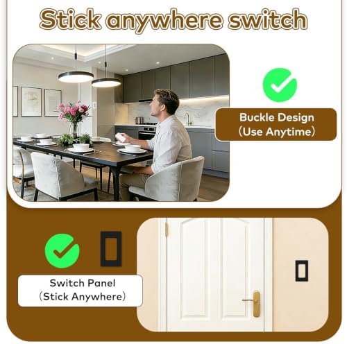 NineLeaf Remote Switch Outlet,Wireless Control Outlet Plug with Switch | 2 Remotes 5 Outlets, 15A/1500W LED, Wireless On/Off Light Switches Wall Mounted,TUV List,No Wiring Needed,500ft RF,Black