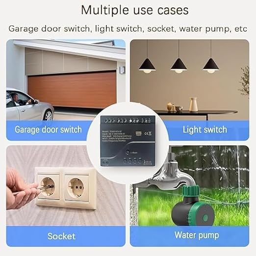 WiFi Smart Relay Switch Module,4 Channel 5V 12V 32V Dry Contact Passive Output Wireless Relay Controller with External Switch Pin,Compatible with Alexa Google Home