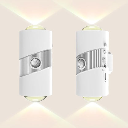 Motion Sensor Night Light,Smart LED Night Lights with Magnetic,Dimmable Night Lamp,8 RGB Colors,Portable Rechargeable Night Light for Indoor,Hallway,Bathroom,Stairway Christmas Decor White 2 Pcs