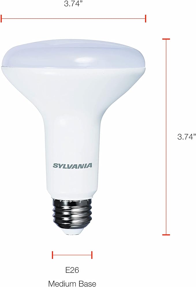 Sylvania Flood BR30 LED Light Bulb, 65W : 9W, Dimmable, 22 Year, 800 Lumens, 3000K, White - 2 Pack (41111)