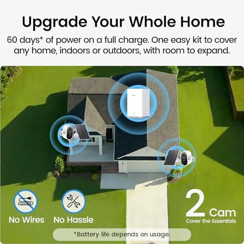 aosu 2K Solar Security Cameras Wireless Outdoor System, 2-Cam-Kit