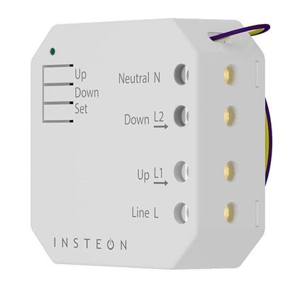 Insteon Micro Open/Close Motor Inline Adaptor, Shutters & Blinds - 2444-222 | Controls Motorized Shutters, Blinds, & Screens; Installs Inline With Local Switch Control Via Sense Wires; Handles Up To 8A