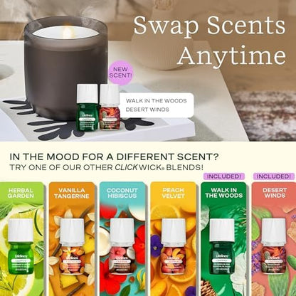Lifelines Flameless Candle Diffuser with 2 Clickwick Essential Oil Blends
