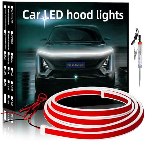 YM E-Bright LED Hood Light Strip, 94in White Dynamic Scan DRL 12V 1Set