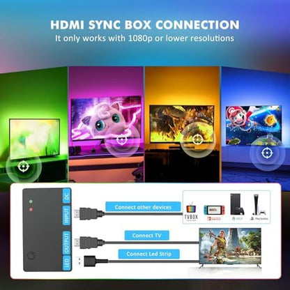 Nexillumi HDMI LED Lights for TV, 32.8ft TV LED Backlight for 70-100 Inch, RGB LED Strip Lights Behind TV, APP Remote Control Music Sync TV Led Lights for Bedroom