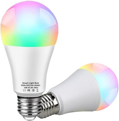 Bulbs, Pack of 10, LED Smart Bulb AC85-265V E27 10W/12W/15W/18W RGBCW Voice Controlled Lamps(12W)