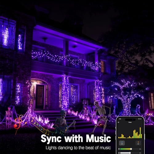 ODEETRONIC Smart Purple Orange Halloween Lights, 98 ft 300 LED String Light