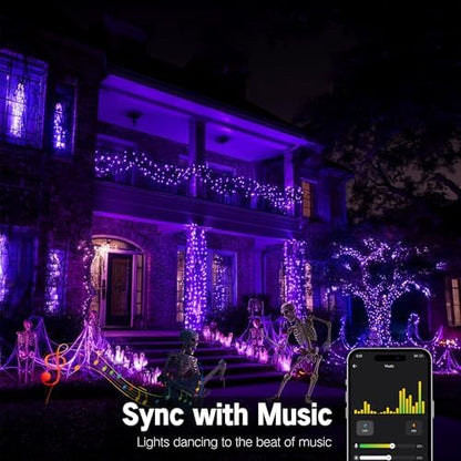 ODEETRONIC Smart Purple Orange Halloween Lights, 98 ft 300 LED String Light
