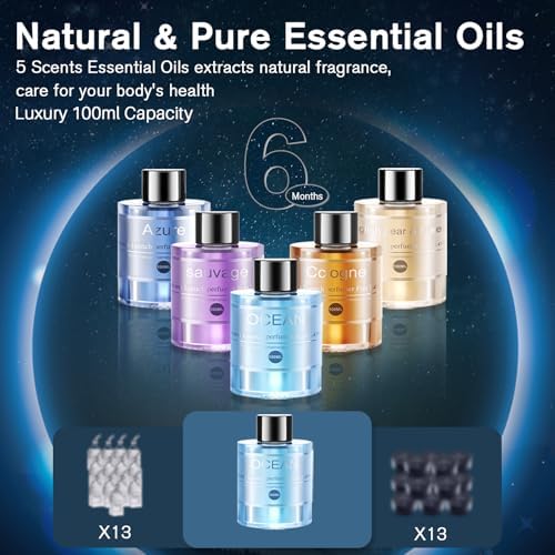 Smart Car Air Fresheners, Car Air Freshener Diffuser with 100 ML (3.5oz) Essential Oil, Aromatizante Para Carro Natural Fragrance Lasts for 6 Months, Five Modes, RGB Music Syncing Light, Auto On/Off